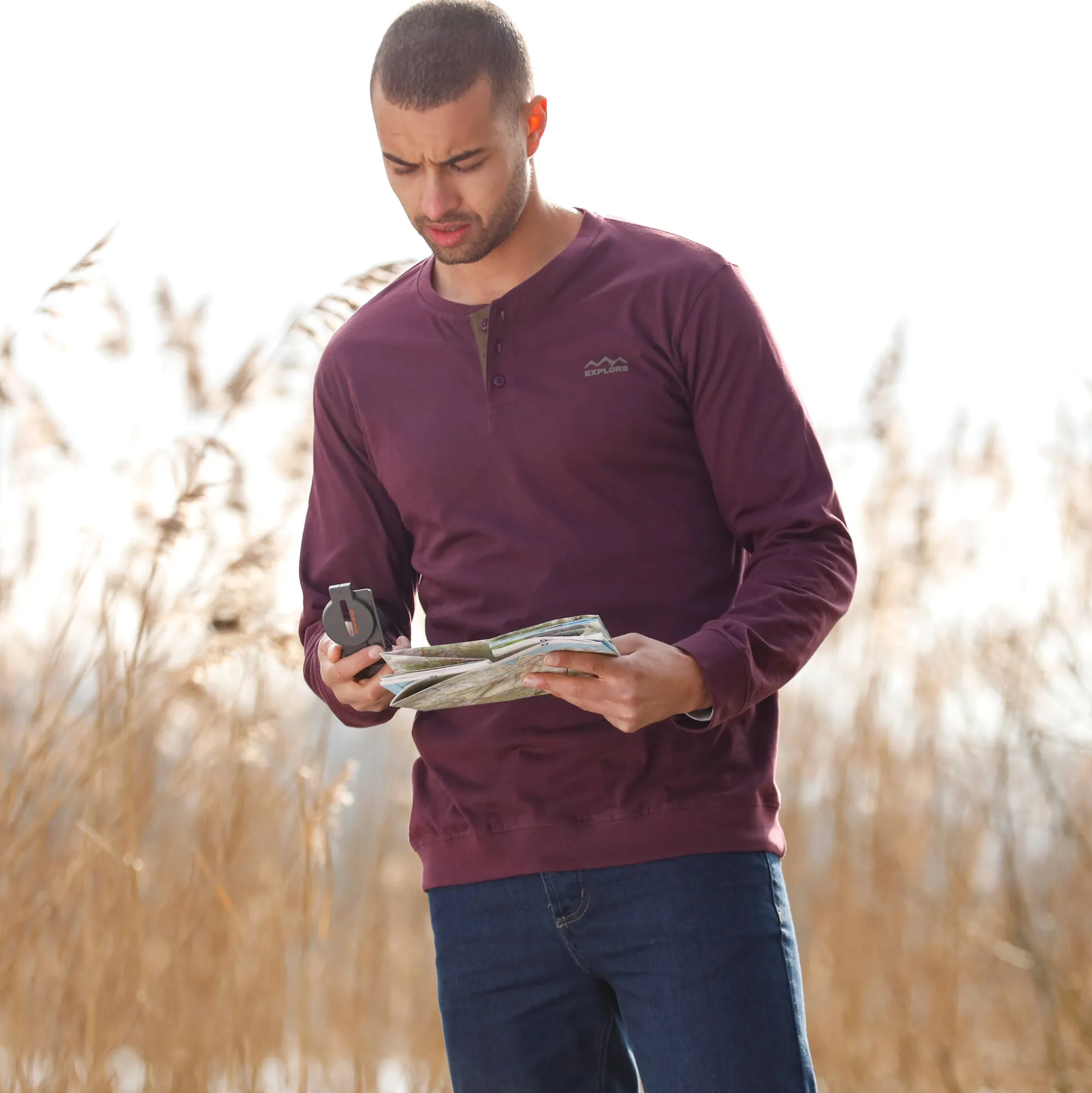 Comfortabel Henley T-shirt met lange mouwen - set van 2
