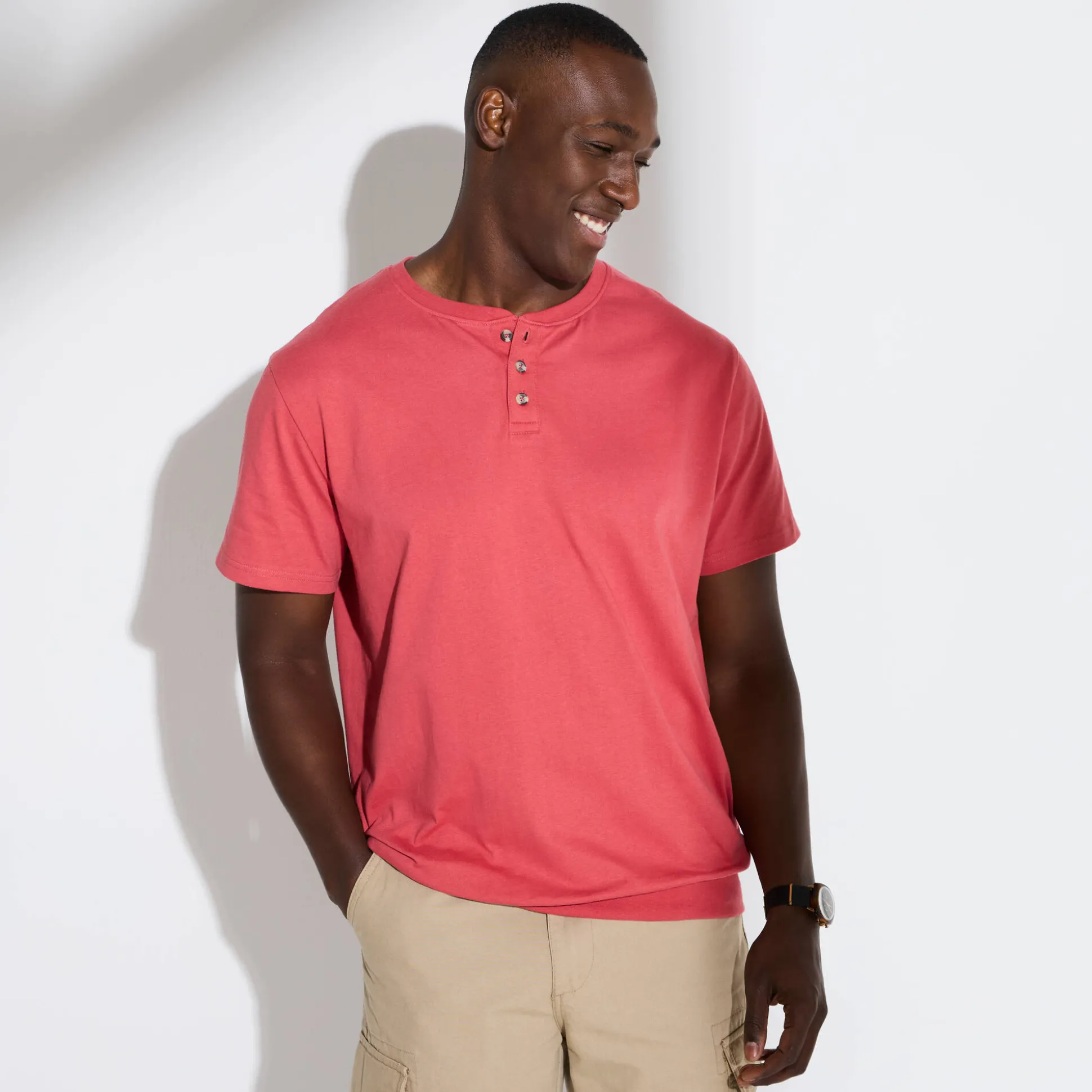 Comfortabel Henley T-shirt met korte mouwen - biologisch katoen