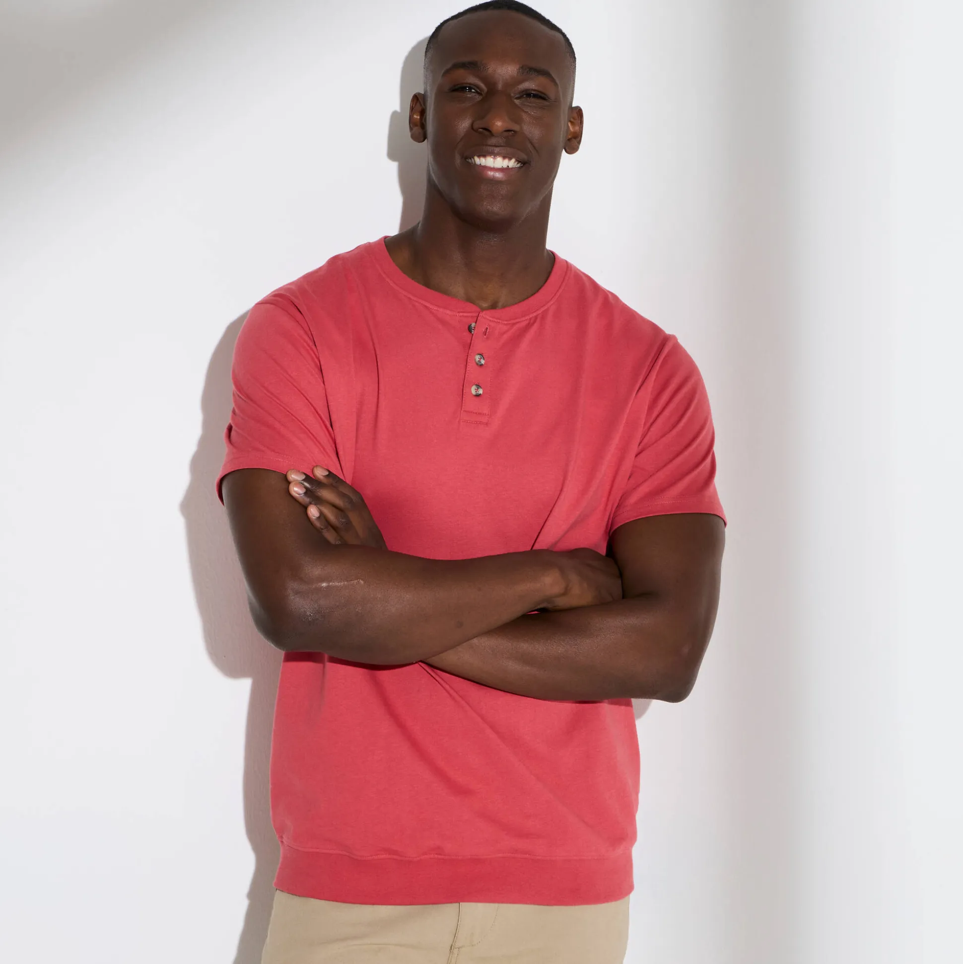 Comfortabel Henley T-shirt met korte mouwen - biologisch katoen