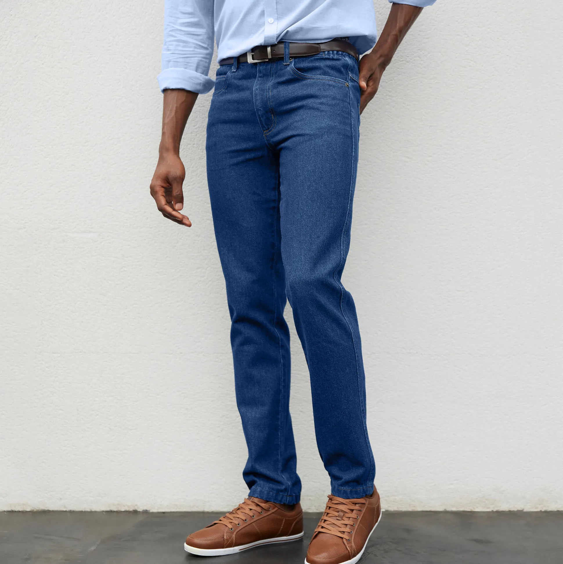 Comfortabele jeans met elastische tailleband - binnenpijplengte 82 cm