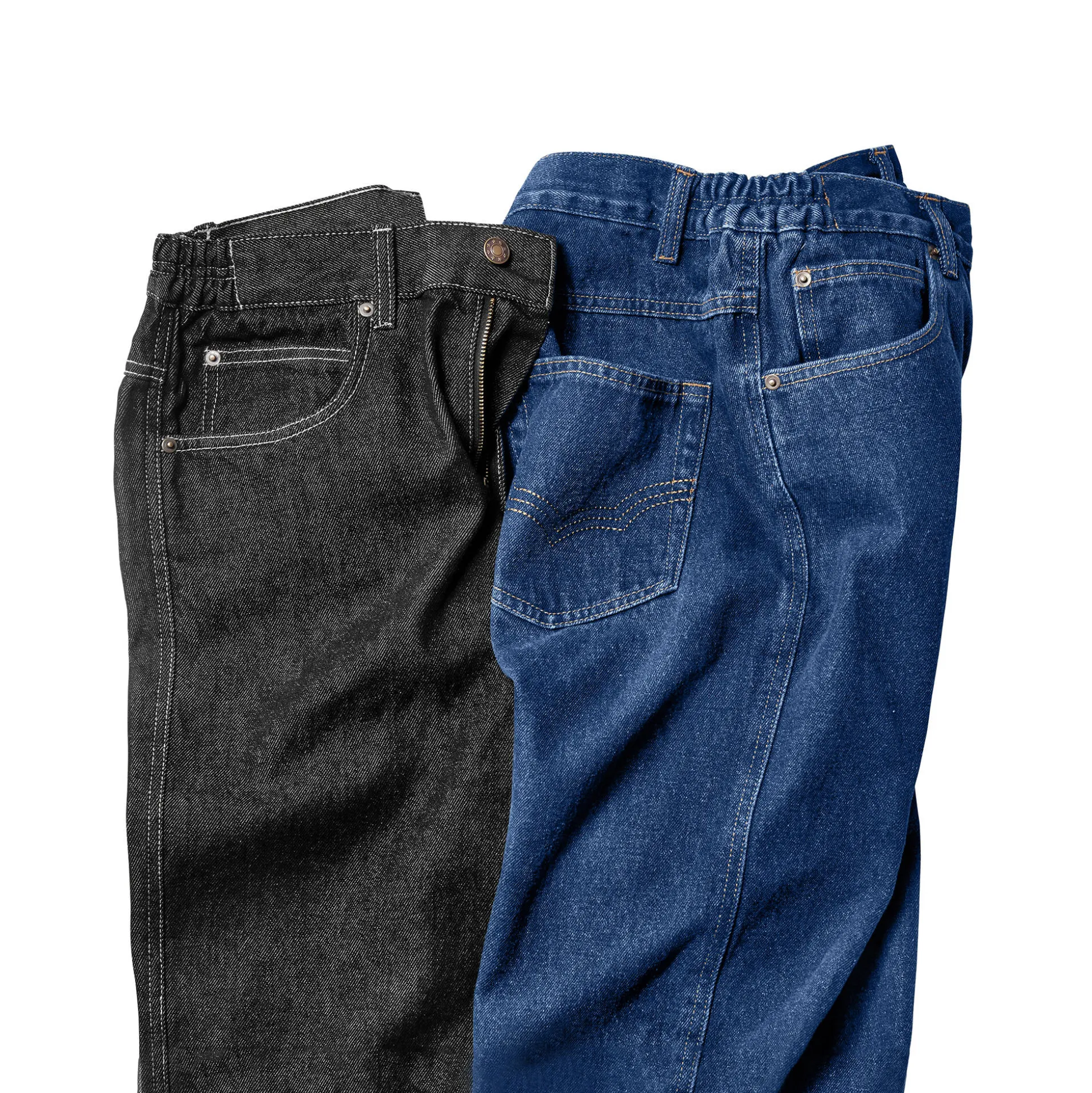 Comfortabele jeans met elastische tailleband - binnenpijplengte 82 cm