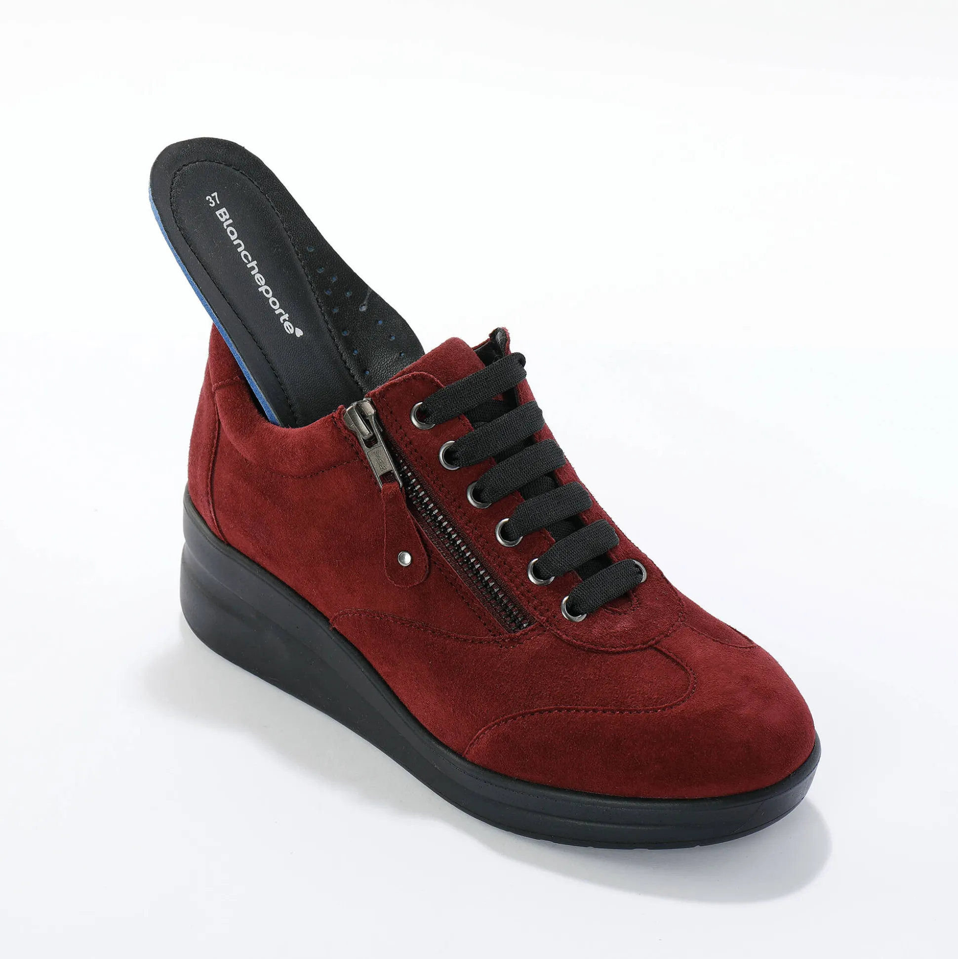 Comfortabele leren sneakers met sleehak, LWG gecertificeerd