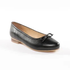 Comfortabele platte ballerina's in leer - zwart