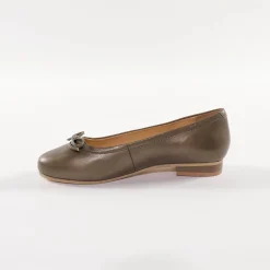 Comfortabele platte ballerina's in leer - bronskleur