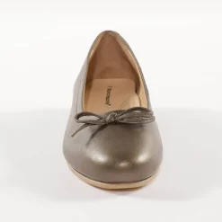 Comfortabele platte ballerina's in leer - bronskleur