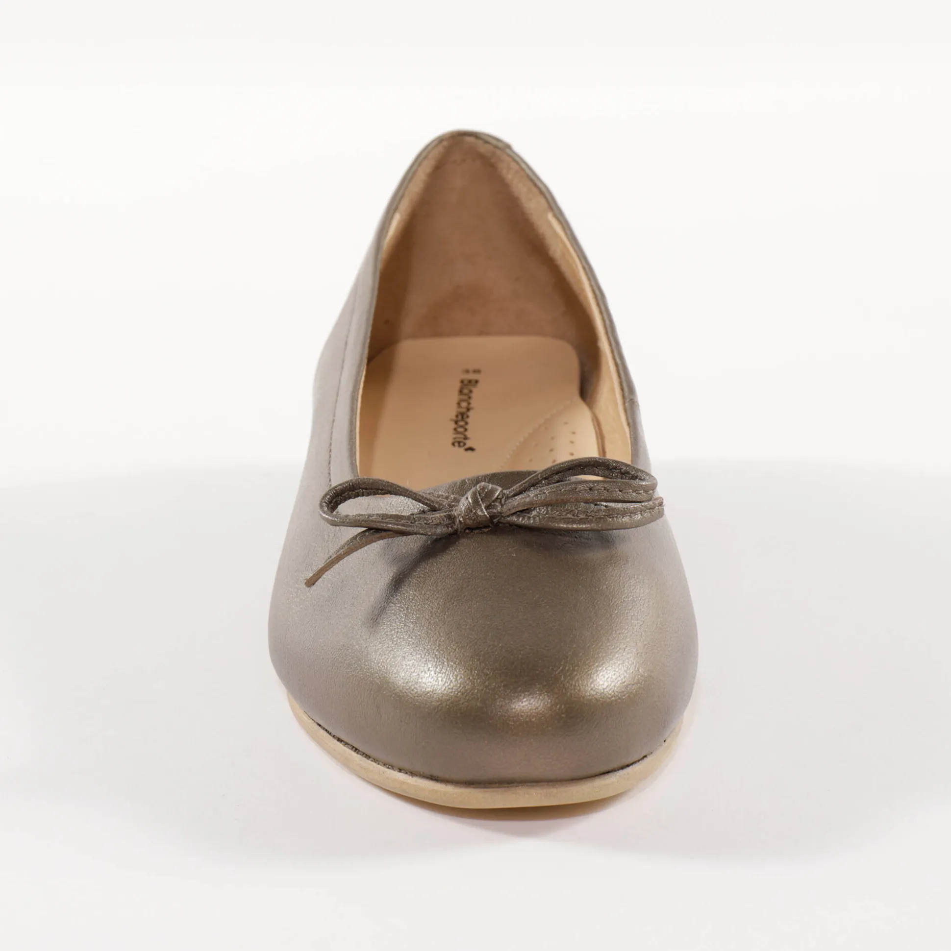 Comfortabele platte ballerina's in leer - bronskleur