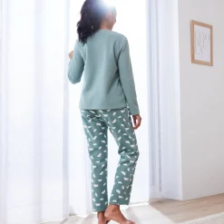 Complete pyjama in fleece met lange mouwen, wolkenprint