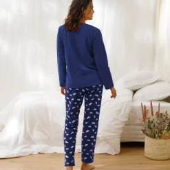 Complete pyjama in fleece met lange mouwen, wolkenprint