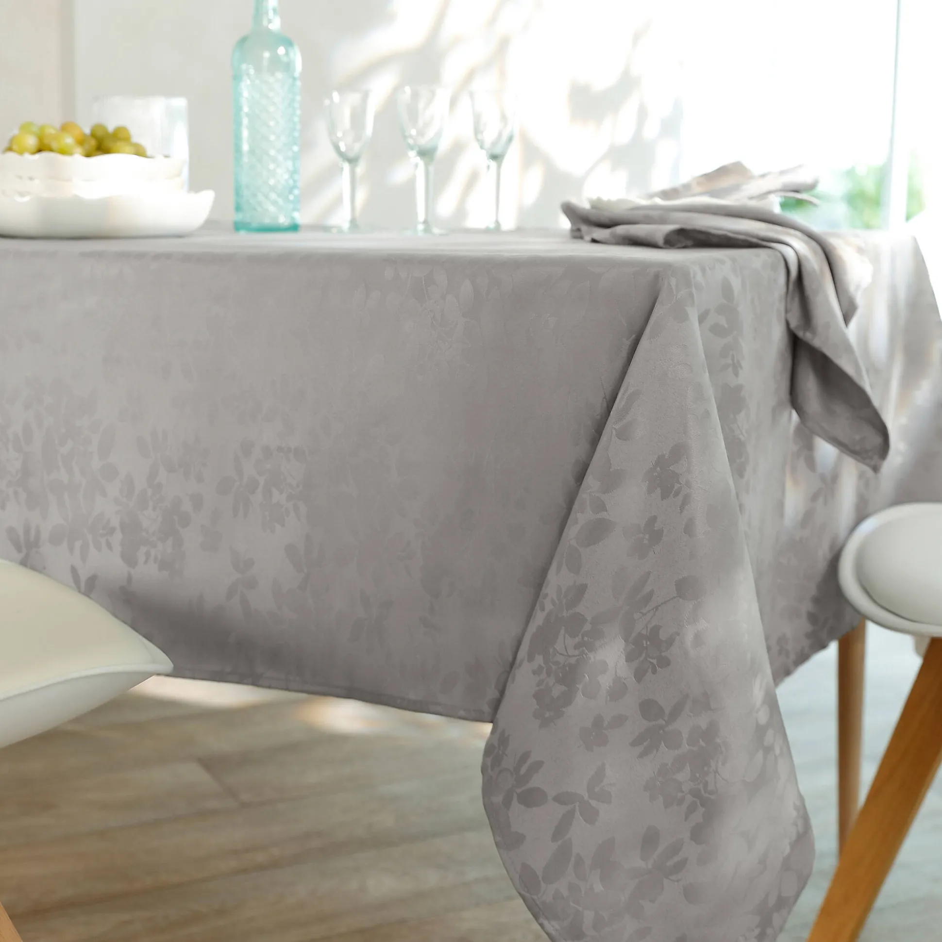 Damast tafellaken met bladerenprint Colombine®