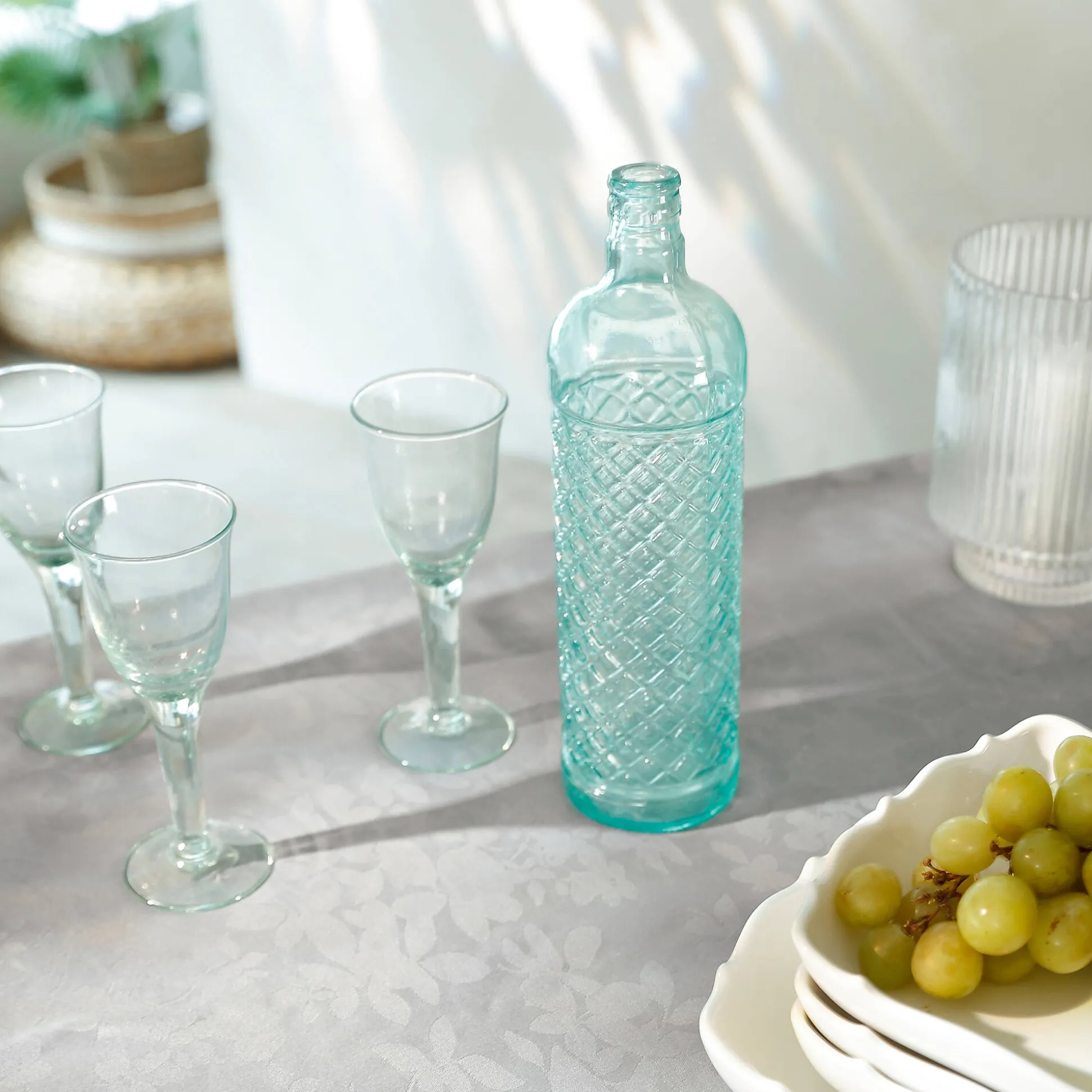 Damast tafellaken met bladerenprint Colombine®