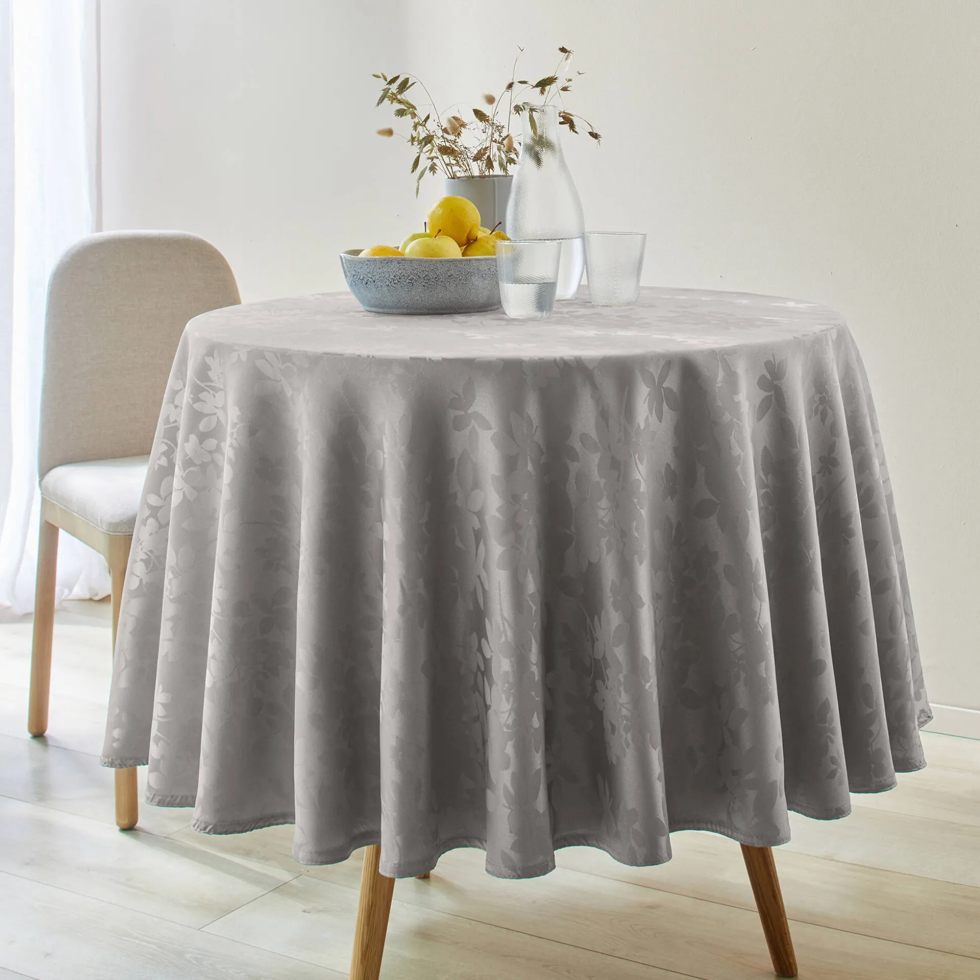 Damast tafellaken met bladerenprint Colombine®