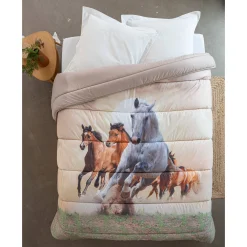 Dekbed in microvezel met paarden in fotoprint 400 g/m2