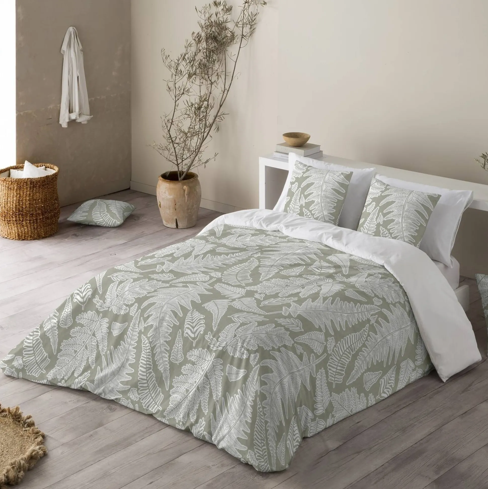 Dekbed in microvezel met herbarium-print 200 g/m²