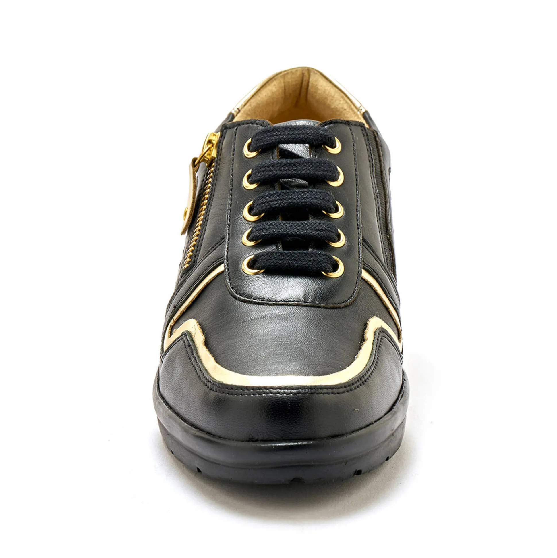 Derby's met comfortbreedte, in leer met metallic details