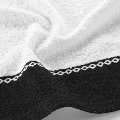 Effen badlinnen 450 g/m² met jacquard sierrand, zacht comfort