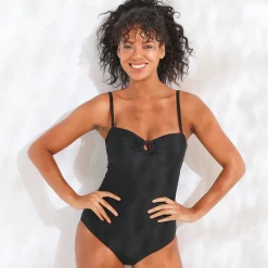 Effen badpak met bustier - verwijderbare bandjes