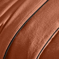 Effen bedlinnen in flanel met contrasterend biesje, 'Timeless' collectie