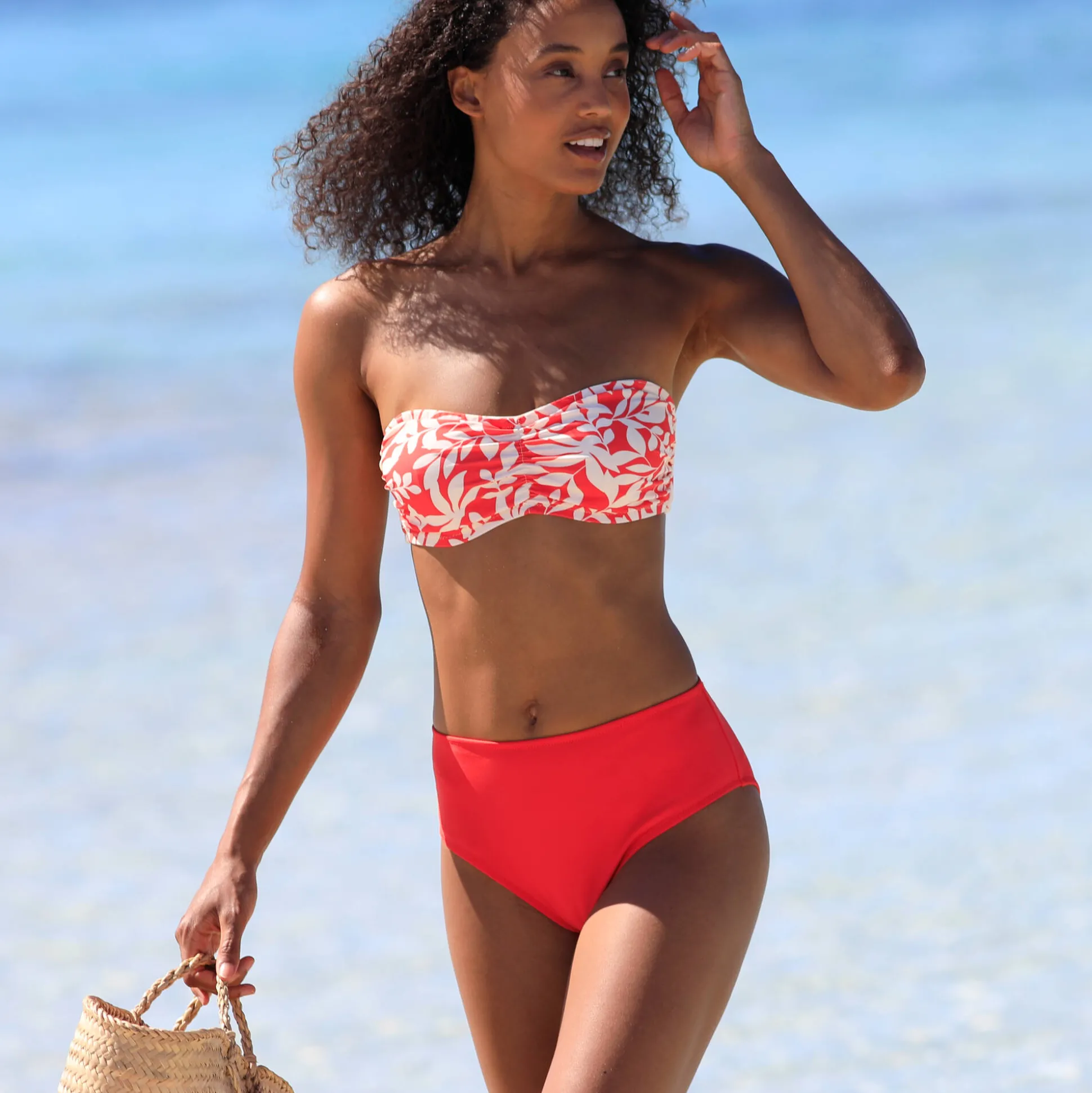 Effen bikinislip met hoge taille Solaro