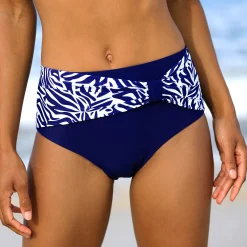 Effen bikinislip met hoge taille - gedrapeerd effect