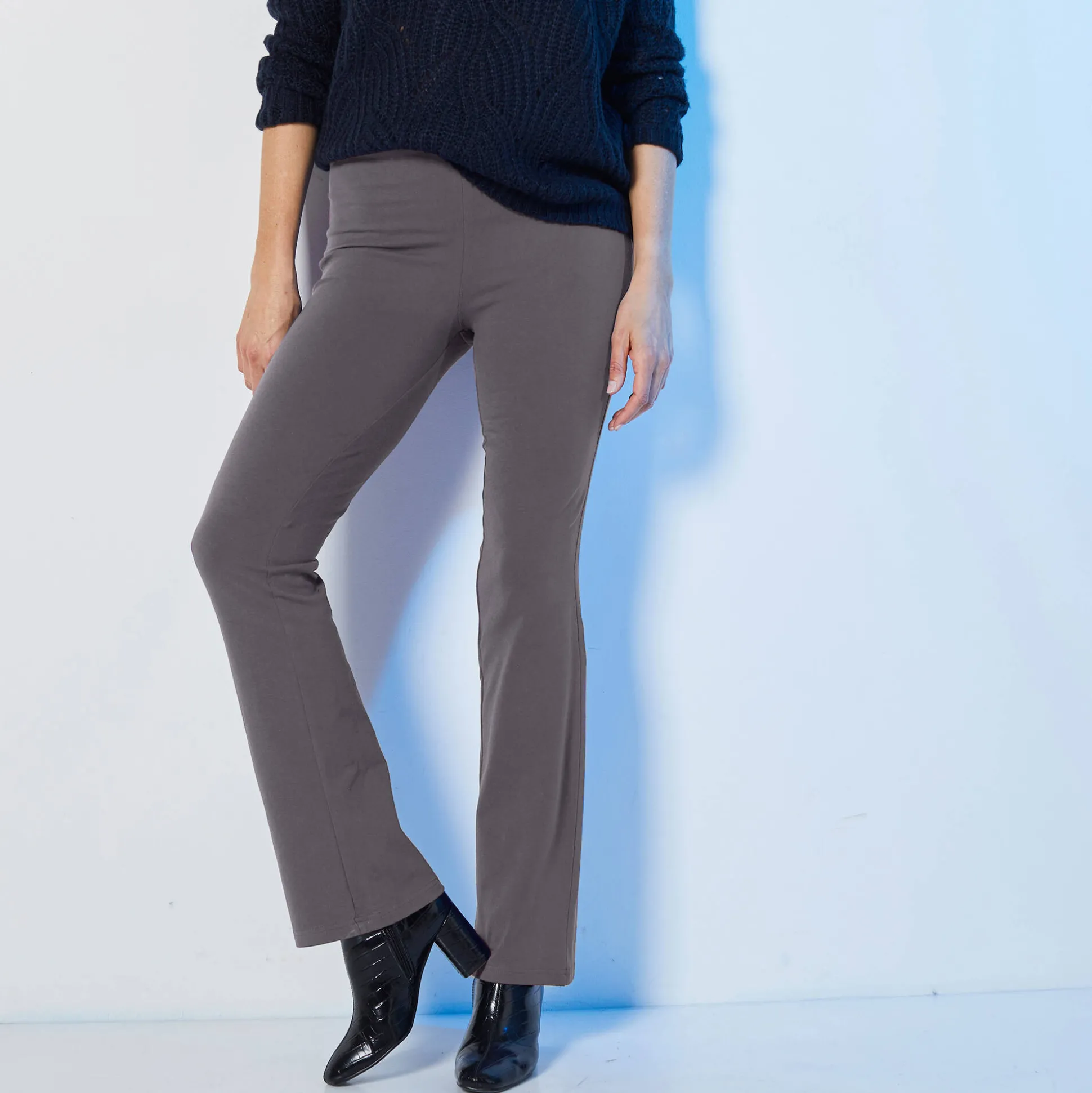 Effen bootcut legging, elastische taille