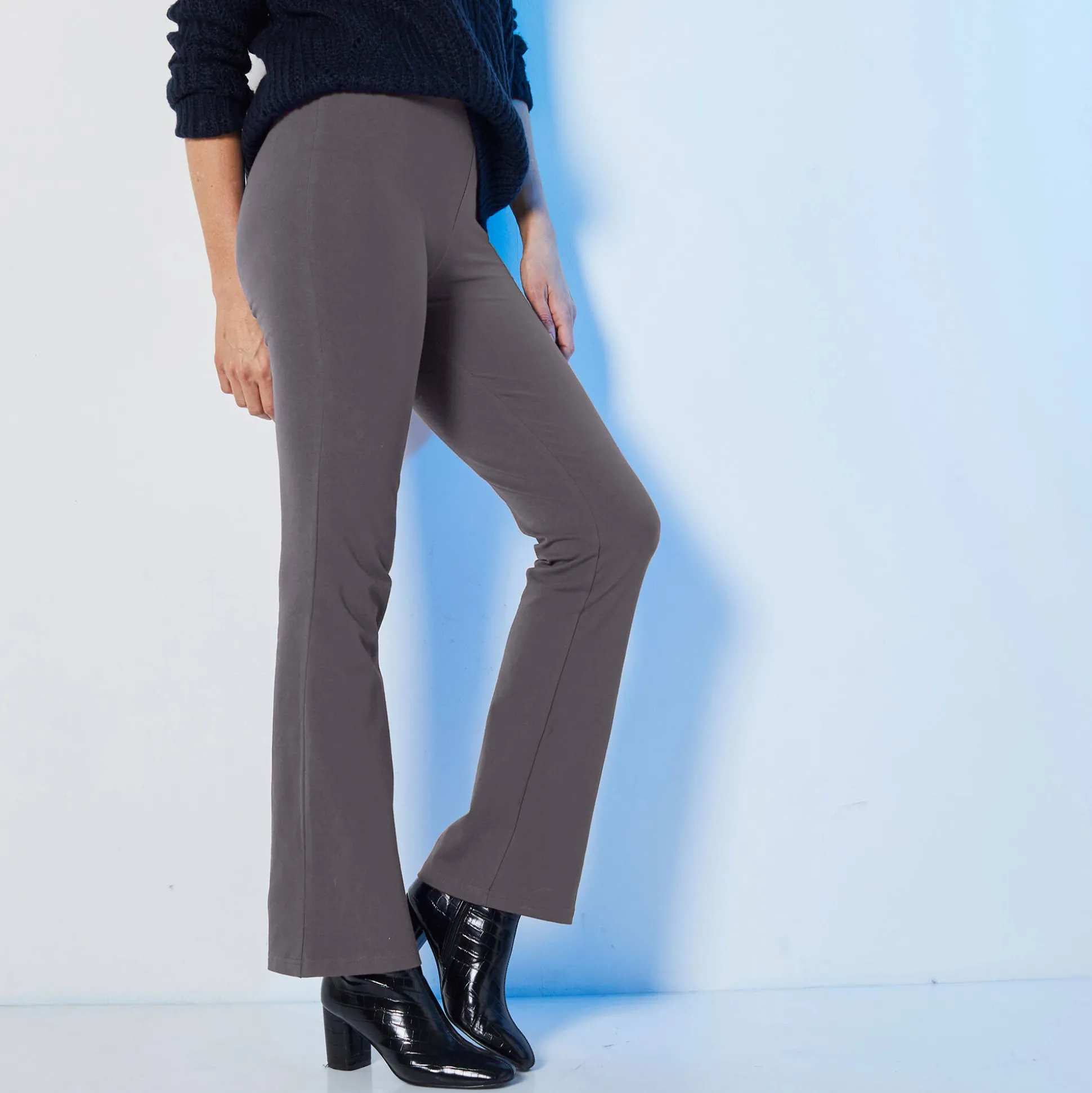 Effen bootcut legging, elastische taille