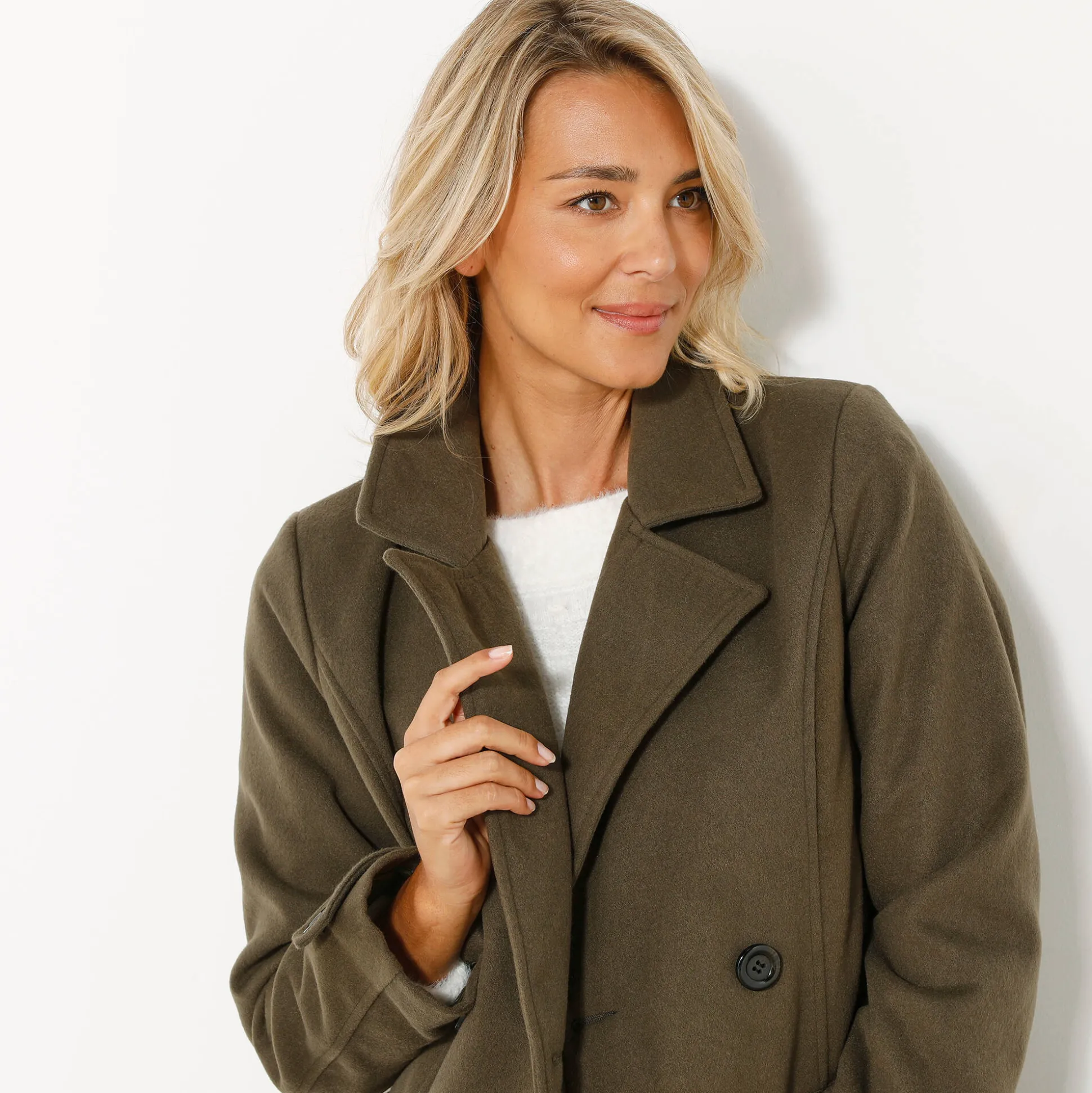 Effen cabanmantel met knoopsluiting