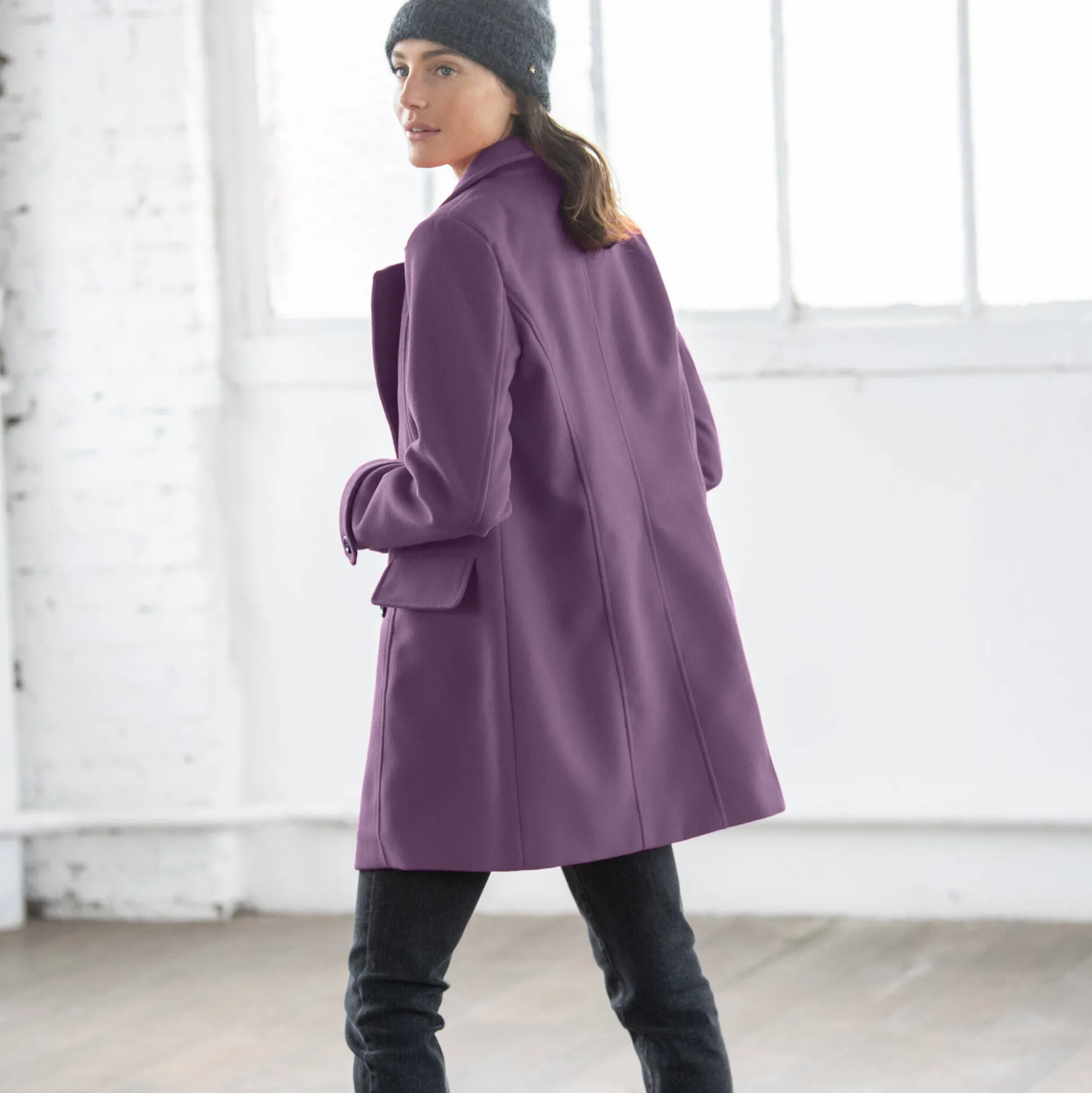 Effen cabanmantel met knoopsluiting