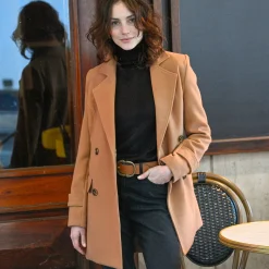 Effen cabanmantel met knoopsluiting