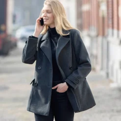 Effen cabanmantel met knoopsluiting