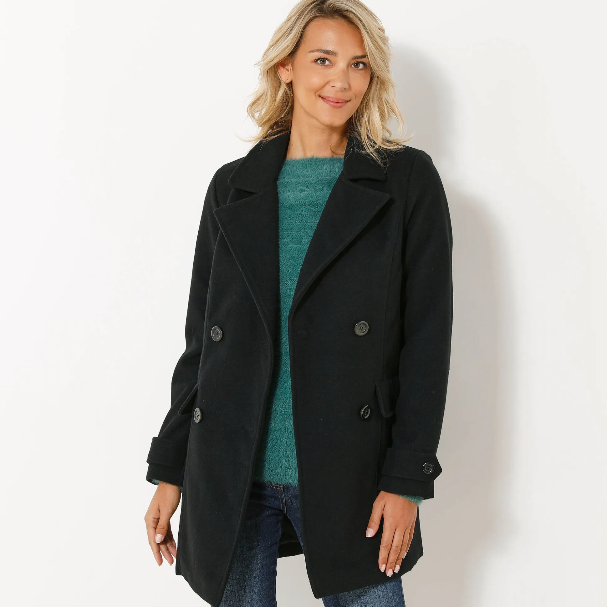 Effen cabanmantel met knoopsluiting