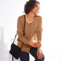 Effen cardigan met kasjmiertouch