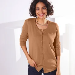 Effen cardigan met kasjmiertouch