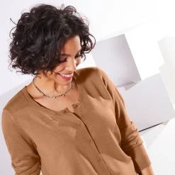 Effen cardigan met kasjmiertouch