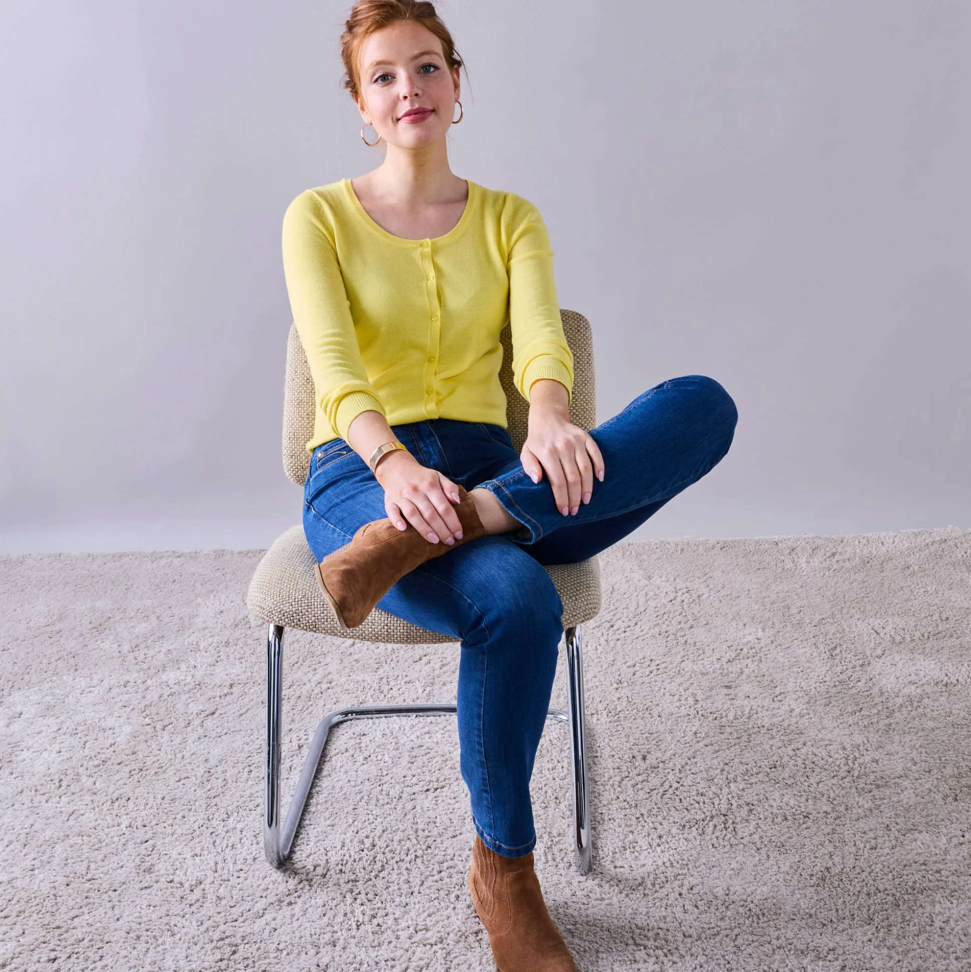 Effen cardigan met kasjmiertouch