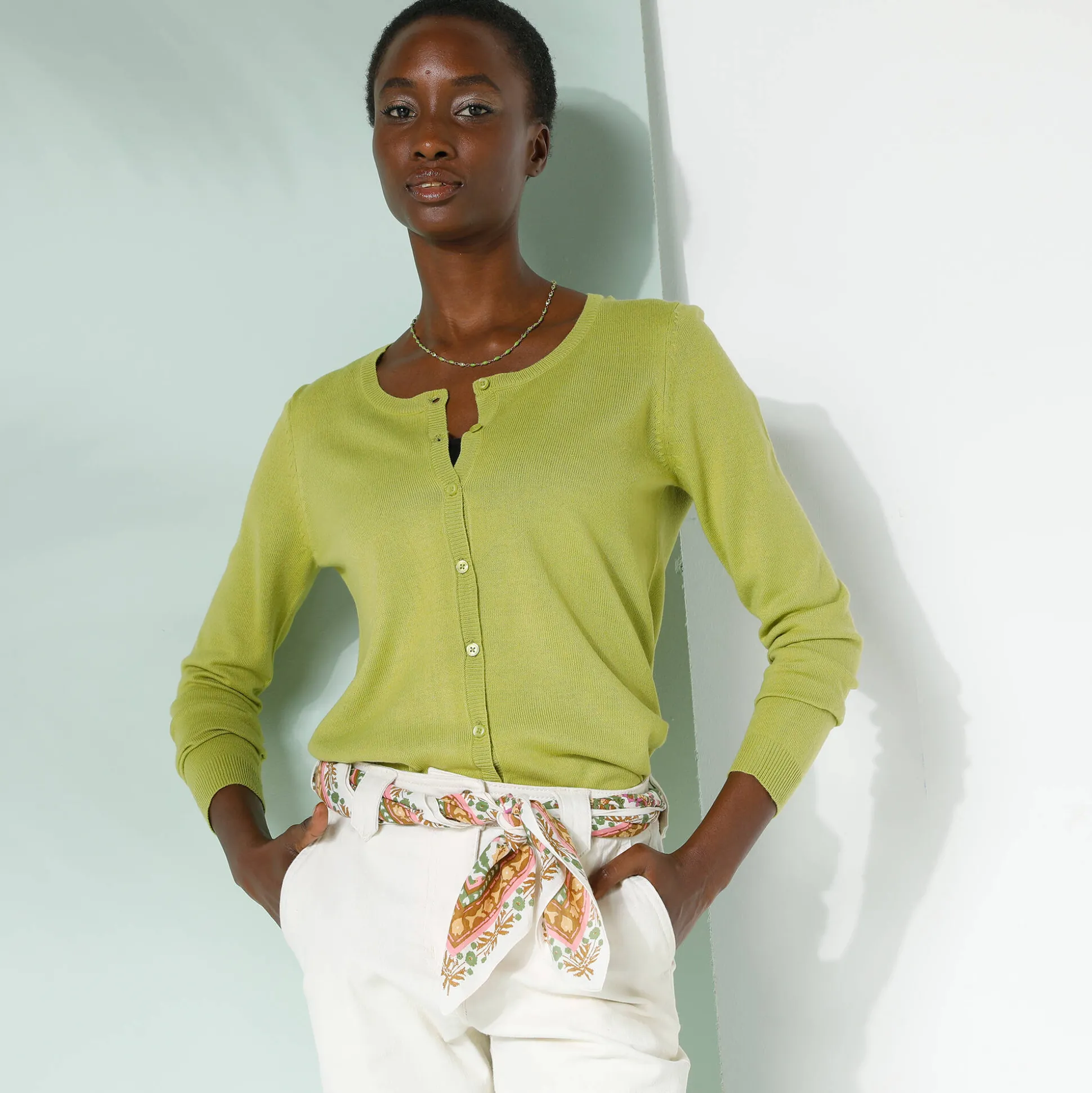 Effen cardigan met kasjmiertouch