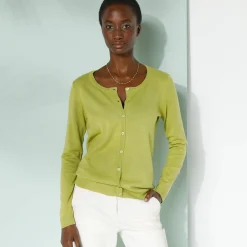 Effen cardigan met kasjmiertouch