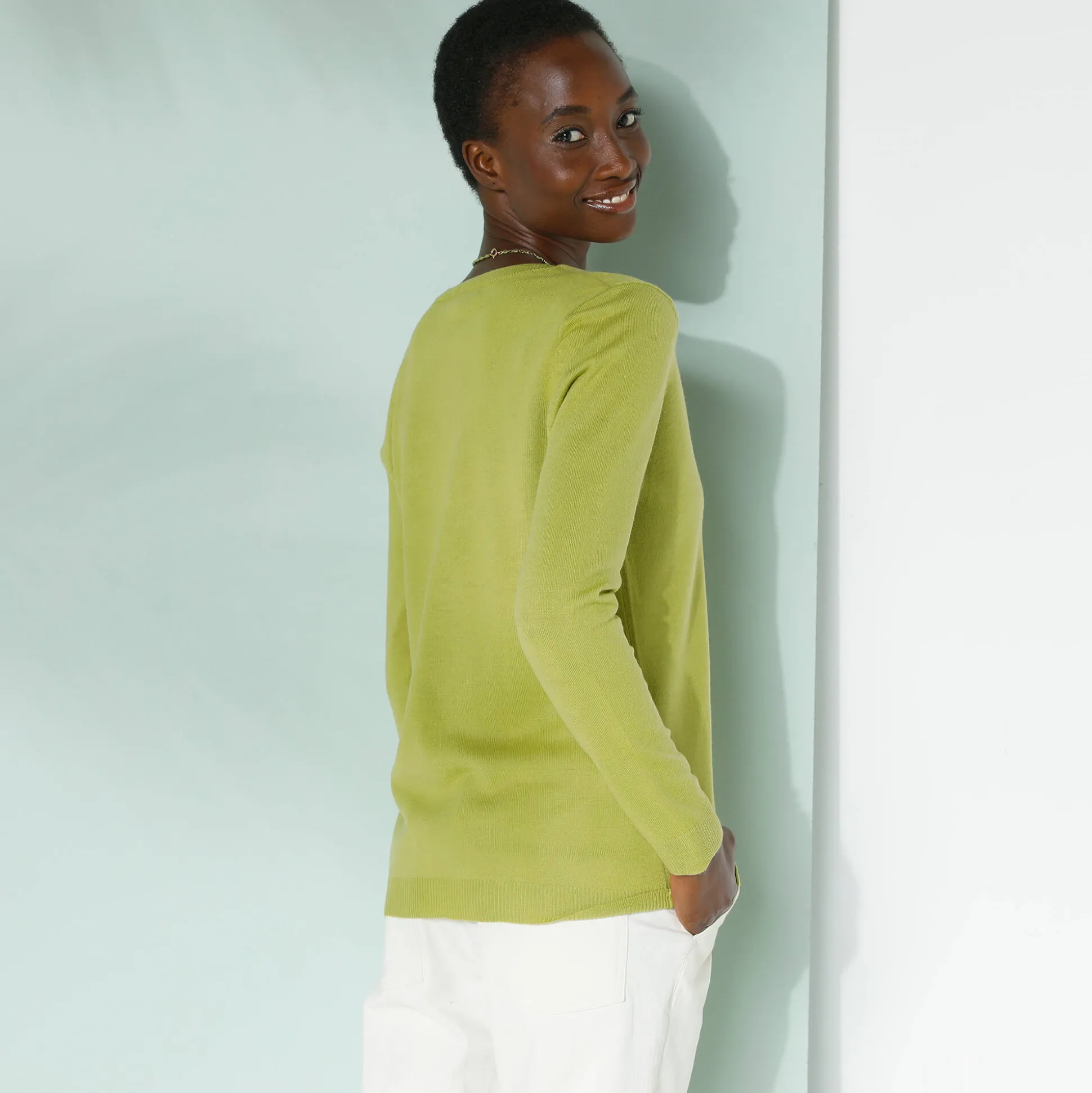 Effen cardigan met kasjmiertouch