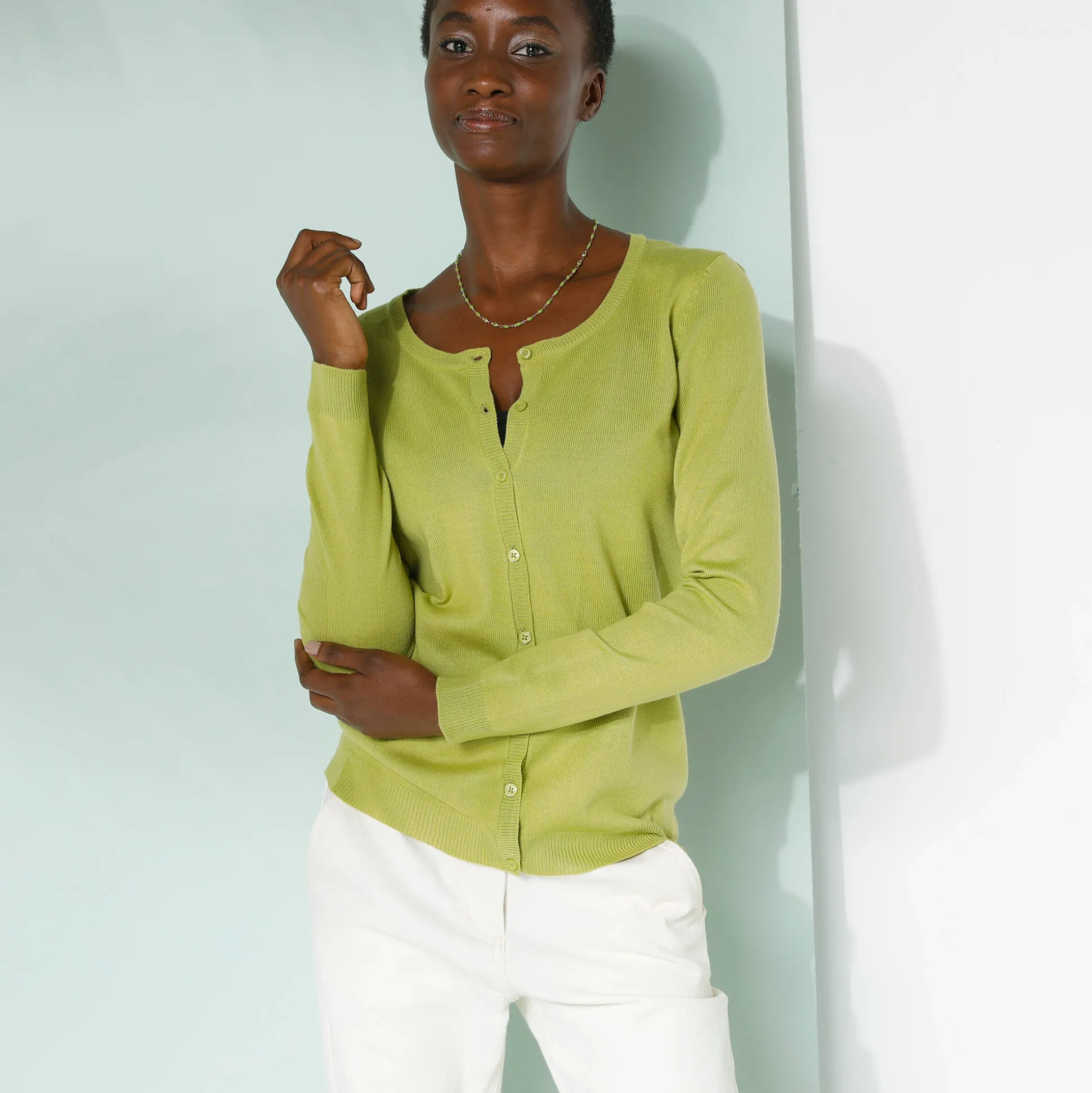 Effen cardigan met kasjmiertouch