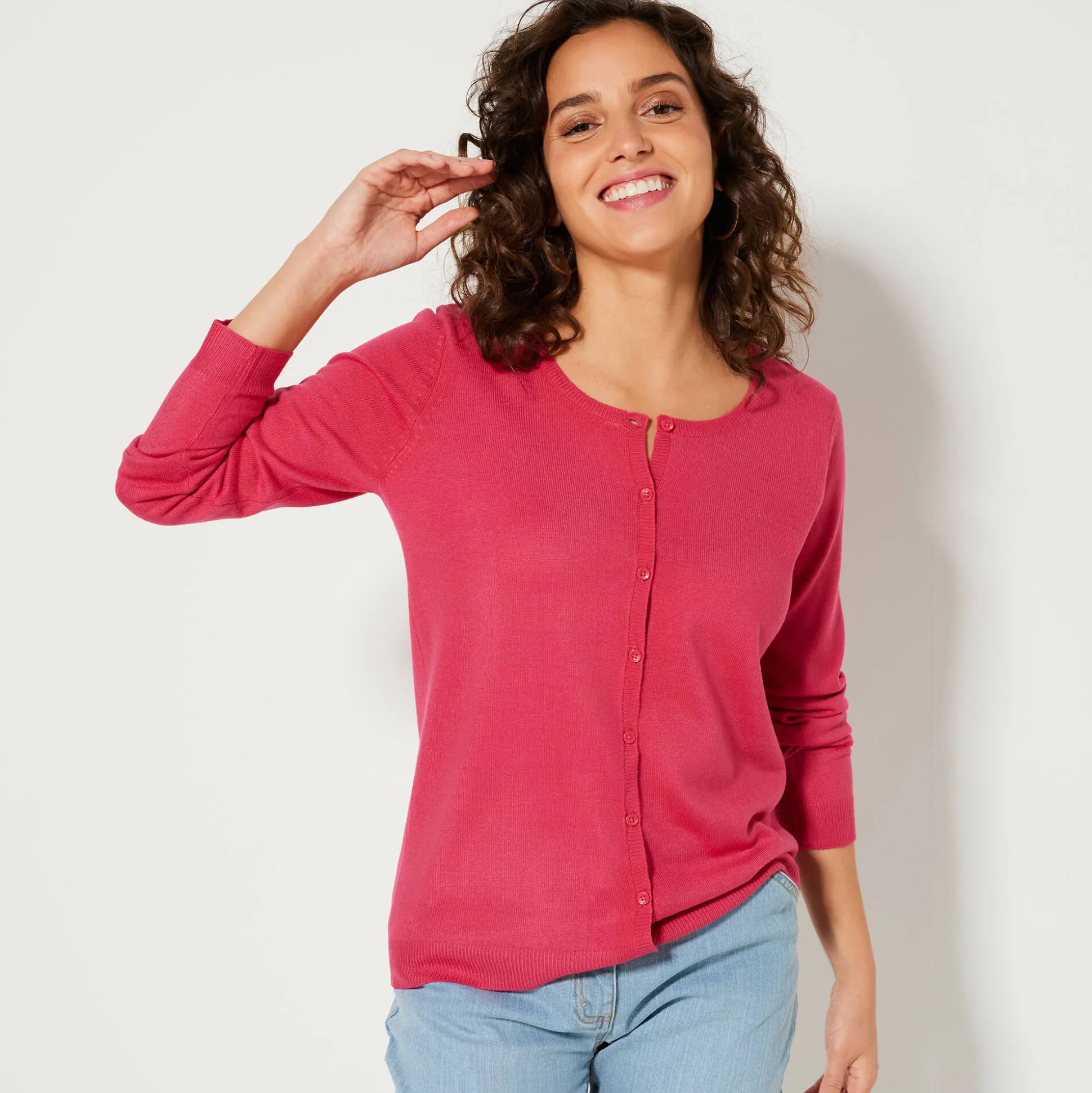 Effen cardigan met kasjmiertouch
