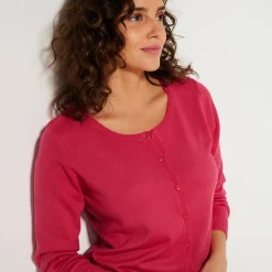 Effen cardigan met kasjmiertouch