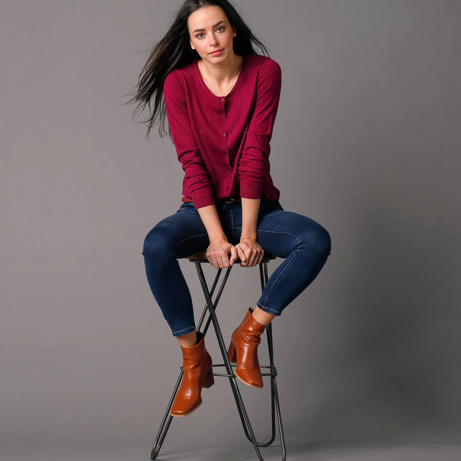 Effen cardigan met kasjmiertouch