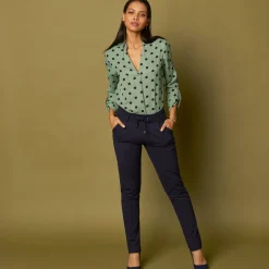 Effen chino broek, milanotricot