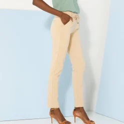 Effen chino broek, milanotricot