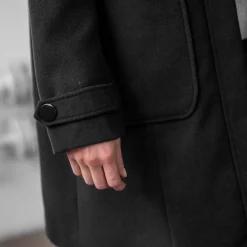 Effen duffelcoat met kap in nepbont