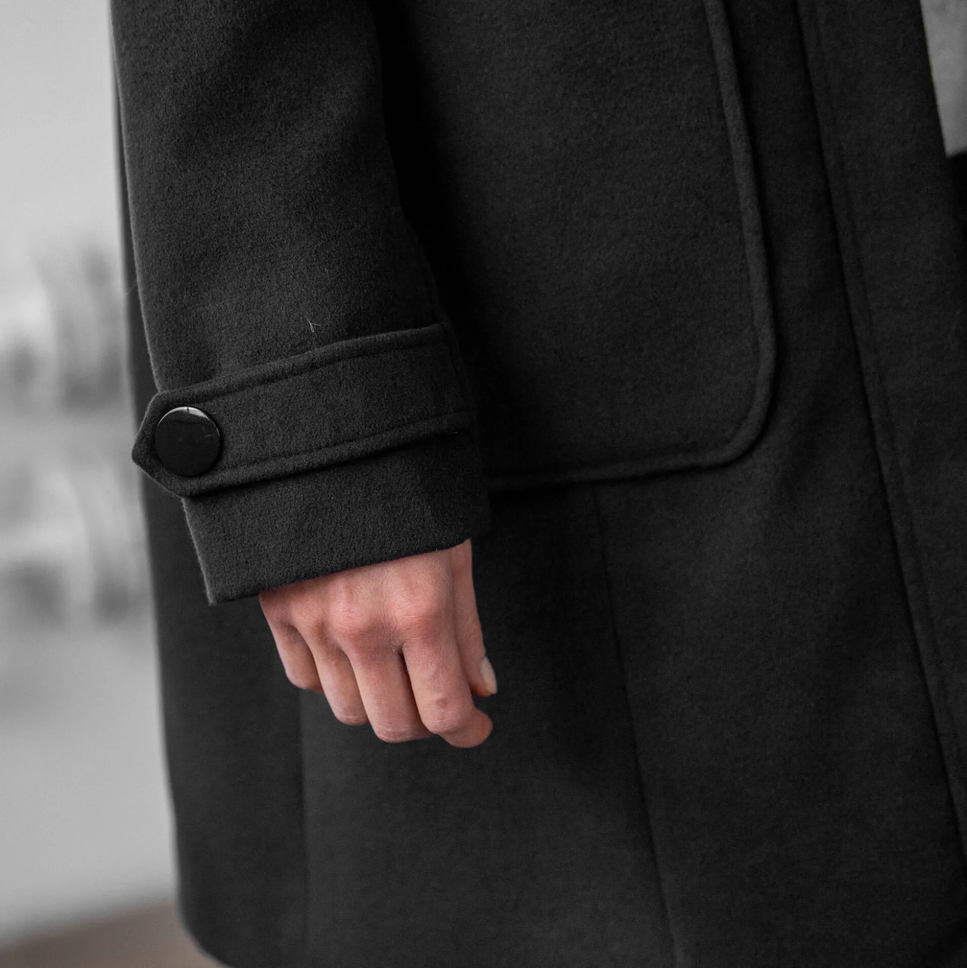 Effen duffelcoat met kap in nepbont