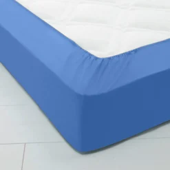 Effen hoeslaken in katoen, hoekdiepte 32 cm