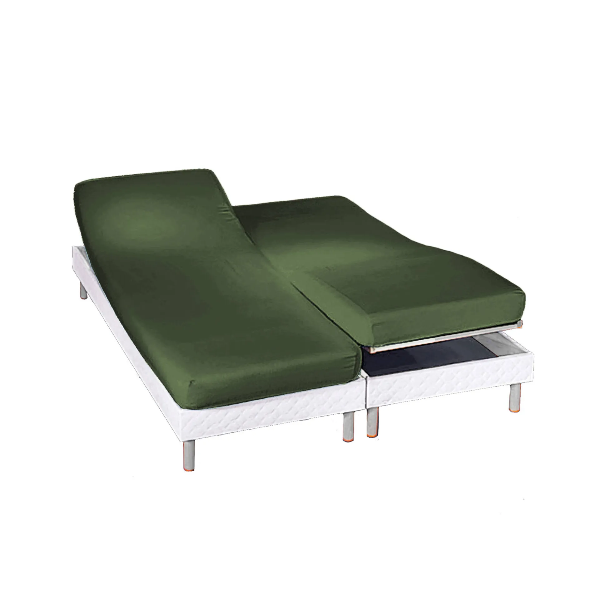 Effen hoeslaken in polyester-katoen voor gelede bedbodems, hoeken van 26 cm