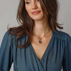 Effen jurk met lange mouwen, strookdetails