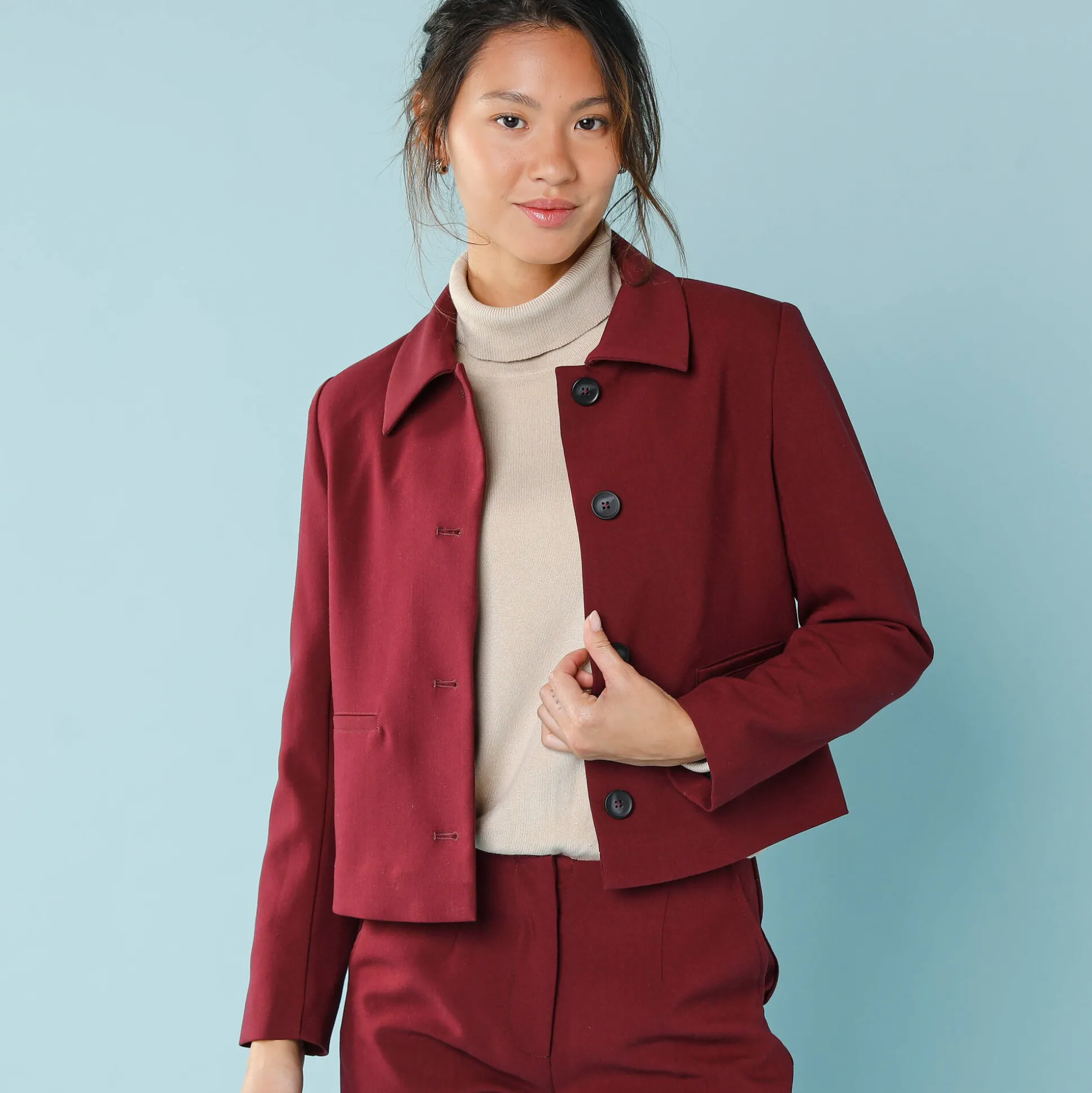 Effen korte blazer, kleine lengtes