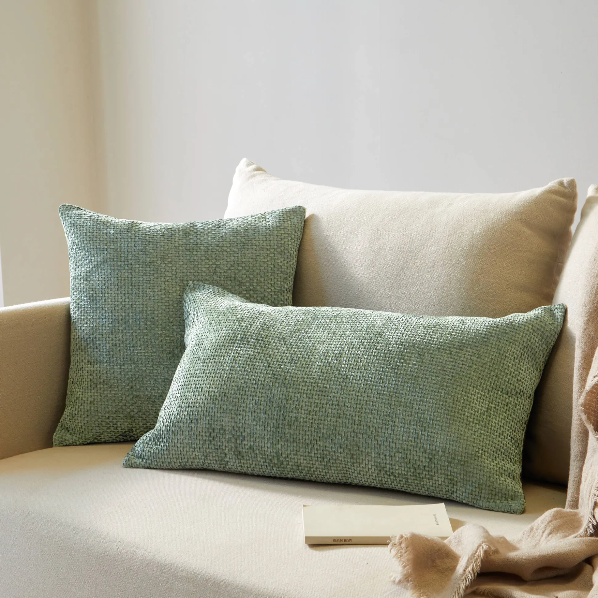Effen kussenhoes in chenilleweefsel - set van 2